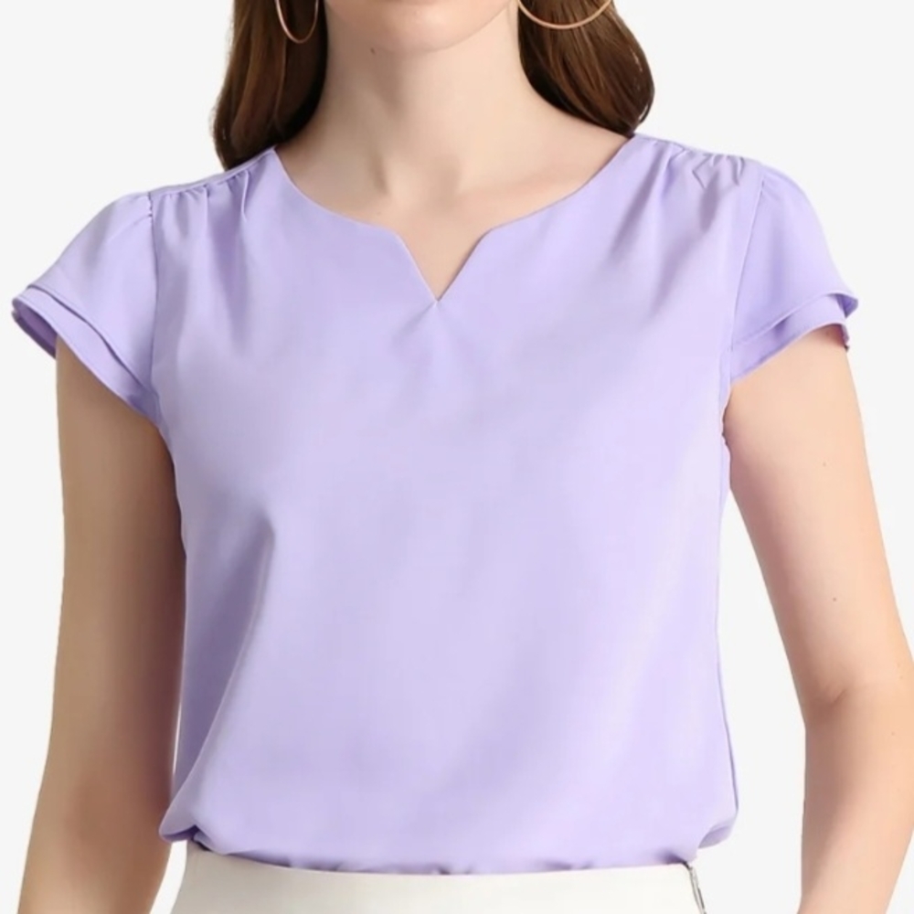 Allegra K LilacWomen's Blouse Cap Sleeve Med NWT
